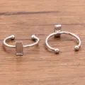 Roestvrij staal DIY lege ring verstelbare rand platte tray sieraden componenten - Rechthoek (Nr. 6) / 3x7mm / Staalkleur