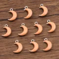 Stainless steel orange enamel moon charms, small DIY jewelry pendant accessories for crafting. - Moon / 1 Piece (5x8mm) / Light Orange