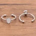 Rvs verstelbare ring blanks DIY druppel bezel ring basis open sieraden bevindingen - Waterdruppelvorm (Nr. 7) / 4x7mm / Staalkleur