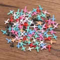 Colorful enamel cross charms pendants DIY jewelry making accessories bulk pack set - Cross / 1 Piece (6x10mm) / Random Mixed Colors