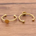 Roestvrij staal verstelbare ring blanks met plat ronde blad voor DIY sieraden. - Plat Rond (Nr. 9) / 6mm / Goud