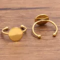 Gouden Roestvrij Staal Platte Schaal DIY Verstelbare Open Ring Basis Component 1st - Plat Rond (Nr. 9) / 12mm / Goud