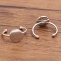 Roestvrij staal DIY platte schaal ring blanco open verstelbare ring basis sieraden maken - Plat Rond (Nr. 9) / 12mm / Staalkleur