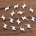 Stainless steel white enamel lightning bolt charms for DIY jewelry making, 5 styles. - Flash / 1 Piece/Pack (5x10mm) / White