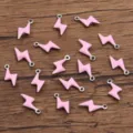 Pink enamel lightning charms stainless steel pendant DIY jewelry making accessories 10pcs - Flash / 1 Piece/Pack (5x10mm) / Pink
