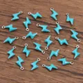 Turquoise enamel lightning bolt metal charms, double-sided DIY jewelry making accessories. - Flash / 1 Piece/Pack (5x10mm) / Blue