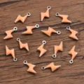 Stainless steel peach lightning enamel charm pendant for DIY jewelry making and crafting. - Flash / 1 Piece/Pack (5x10mm) / Orange