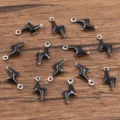 Stainless steel black enamel lightning bolt charms for DIY jewelry making and bracelet crafts. - Flash / 1 Piece/Pack (5x10mm) / Black