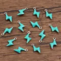Turquoise enamel lightning bolt charms, stainless steel DIY jewelry pendant accessories. - Flash / 1 Piece/Pack (5x10mm) / Green