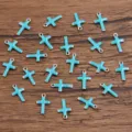 Stainless steel turquoise enamel cross charms connectors, bulk DIY jewelry making supplies. - Cross / 1 Piece (6x10mm) / Sky Blue