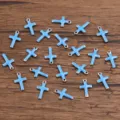 Blue enamel cross charms stainless steel pendants for DIY jewelry making and necklaces. - Cross / 1 Piece (6x10mm) / Dark Blue