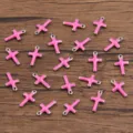 Pink enamel cross charms stainless steel metal pendants for DIY jewelry making accessories. - Cross / 1 Piece (6x10mm) / Rose Red