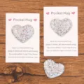 Pocket Hug heart token with cute backing card, perfect romantic gift and love token for friends. - White