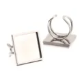Edelstahl quadratischer Rohling Ring Basis Schale für DIY Schmuck Herstellung Silber - 18mm / Stahlfarben