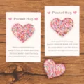 Pocket Hug Heart Token Resin Glitter Love Keepsake Gift with Greeting Card for Friends Family - Colorful