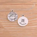 Pendentif Charm zodiaque Poissons en argent vintage pour bracelet collier fabrication bijoux - Argent Antique - Poissons