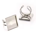 Edelstahl quadratischer Ringrohling Basis für DIY Schmuckherstellung und Steinfassung - 20mm / Stahlfarben