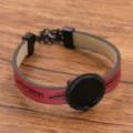 Rotes PU Lederarmband mit schwarzer Legierungsfassung und Federmuster DIY Armreif Variante. - 18mm Tablett Elektroschwarz / Rot