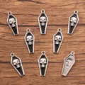 Κρεμαστά κρανίο φέρετρο charms, κράμα vintage κολιέ σκουλαρίκια αξεσουάρ γοτθικά κοσμήματα. - Φέρετρο Κρανίου (27I2) / Μαύρο