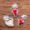Vintage sacred heart alloy pendant gothic flaming heart necklace DIY jewelry findings - Style 3 (No. 3) / 30 x 48mm