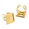 Goldene Edelstahl quadratische Ringrohlinge Schale fuer DIY Schmuckherstellung mit Cabochon - 14mm / Gold