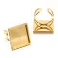 Goldener Edelstahl Quadratischer Ring Rohling Basis Einstellbare DIY Schmuck Accessoire - 16mm / Gold
