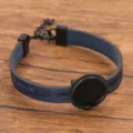 Schwarzes PU Leder Legierung Tablett Armband, DIY Rohlingsbasis Mode Armreif Accessoire. - 18mm Tablett Elektroschwarz / Blau