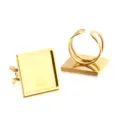 Goldene Quadratische Ring Rohlinge Edelstahl Fassungen Verstellbar DIY Schmuck Zubehör - 18mm / Gold