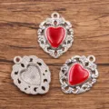 Pendentifs de bijoux en alliage cœur gothique rétro, accessoires collier bricolage. - 26x34mm
