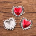 Retro gothique cœur rouge pendentif alliage charms pour DIY collier bijoux accessoires - 33x36mm