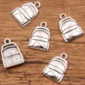 Breloques en métal sac à dos argenté pour bijoux DIY, pendentifs cartable mignons. - Style Cartable