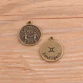 Pendentif zodiaque Gémeaux rétro alliage DIY accessoire de bijoux pour bracelet collier - Bronze Antique - Gémeaux