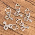 Silver stethoscope pendant DIY charm, vintage medical jewelry accessory for handmade crafts. - Style 13 Medical Charm / 1 Piece (20x25mm)