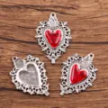 Breloques pendentifs cœur en alliage gothique vintage pour collier fabrication bijoux - 30x41mm