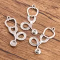 Silver stethoscope alloy DIY craft pendant charm for medical themed handmade jewelry making. - Style 15 Medical Charm / 1 Piece (23x41mm)