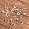 Vintage retro silver metal stethoscope shape DIY charms pendants for jewelry making - Style 16 Medical Charm / 1 Piece/Pack (13x25mm)