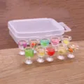 Miniature DIY fruit juice cups set with storage box for handmade jewelry accessories. - Fruit Slice Decorative Cup Style (21H1-1) / Multi-Piece Set/Pack