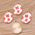 Osterei Legierung Anhänger Gold Tropfenöl Charm Schmuck Zubehör Variante Anzeige Stil - Weiß Rot Blumenmuster Stil (5)