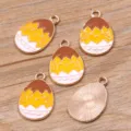 Legierung Osterei Anhänger KC Gold Emaillierung DIY Schmuck Zubehör Variante Stil V1 - Gelb Cartoon Küken Stil (6)