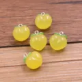 Yellow peach resin charms DIY pendant for necklace bracelet bag hanging ornaments 17x20mm - Yellow