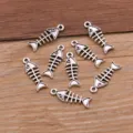 Silver fish bone charms pendants zinc alloy DIY jewelry making accessories fashion items - Antique Silver