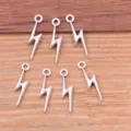 Silver zinc alloy mini lightning bolt charms DIY jewelry pendant accessories for craft making - Antique Silver