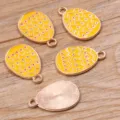 Oster-Ei Legierung Emaillierte Charms Anhaenger DIY Schmuck Accessoires gelb goldfarben - Gelb Rot Grün Geometrisches Dreieck Stil (12)