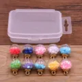 DIY Glass Ball Charms Set 10pcs Colorful Star Filled Glass Pendants with Clear Storage Box - Star Sequin Style (21I3)