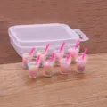 Miniature bubble tea cup DIY charms set with storage box, cute resin toy accessories for crafts. - Pink Straw Milk Tea Cup Style (21G4-2)