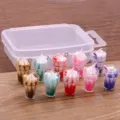 Miniature Milk Tea Cup Charms DIY Jewelry Accessories Set 10Pcs with Storage Box - Milk Tea Cup and Ice Cream Style (17E2-3)