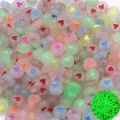 Perles lumineuses en résine acrylique coeur couleur mélangée DIY artisanat fabrication de bijoux - Style Cœur Lumineux (18) / Pack de 100 / Mélange Multicolore