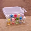 Mini glass bottle charms with colored caps and tiny shells, DIY jewelry making accessory set - Mini Shell Glass Bottle Style (21G2)