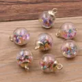 DIY glass ball charms with colorful small beads, perfect for handmade jewelry making and crafts. - Colorful Mini Bead Glass Ball Style (26G3-4)