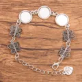 DIY βραχιόλι από κράμα μέταλλο με στρογγυλές θήκες και πεταλούδες σε ασημί χρώμα - Στυλ 11 - Αντίκ Ασήμι (13G01) / 12mm